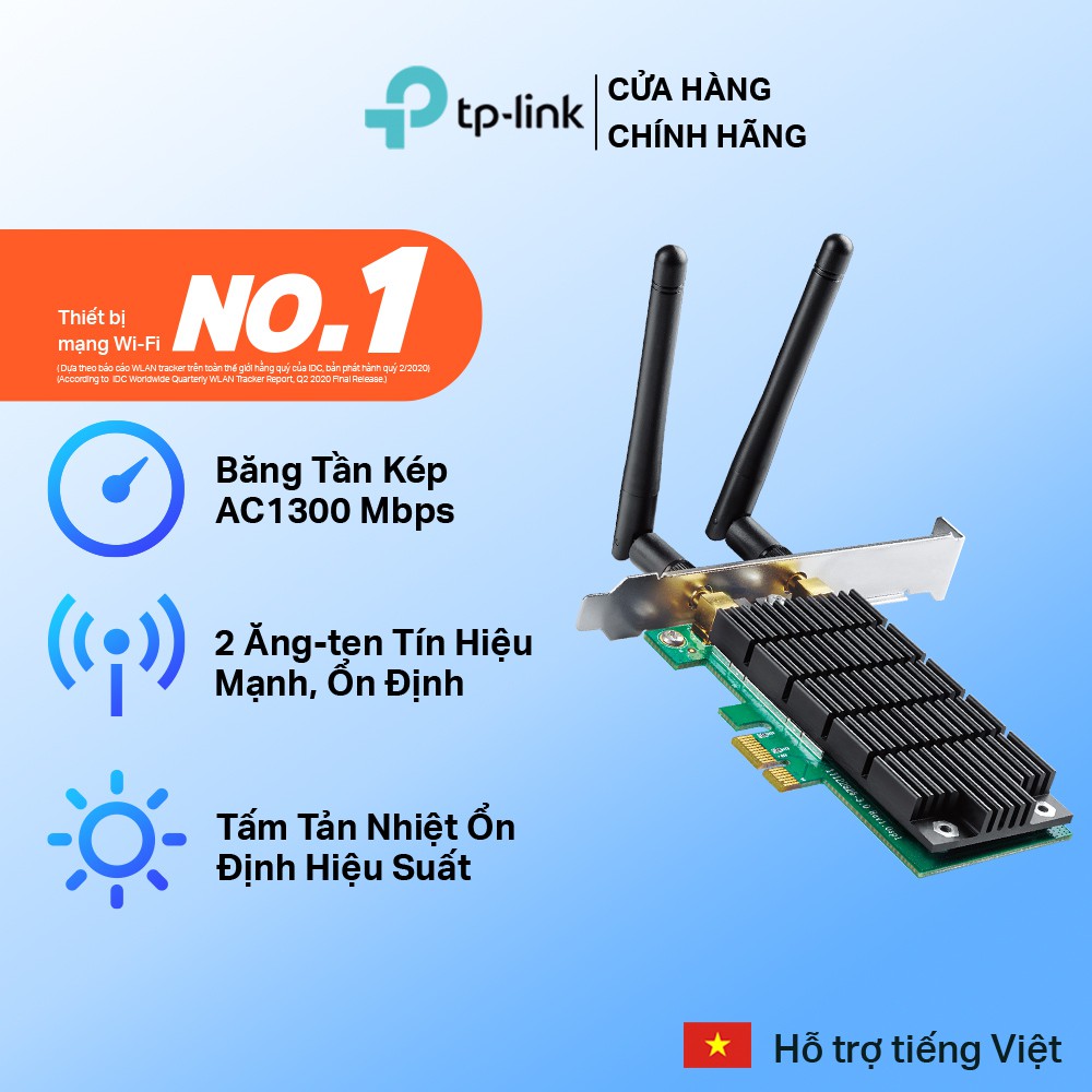  Bộ Chuyển Đổi Card Mạng Wifi TP-Link Archer T6E PCI Express Chuẩn AC 1300Mbps