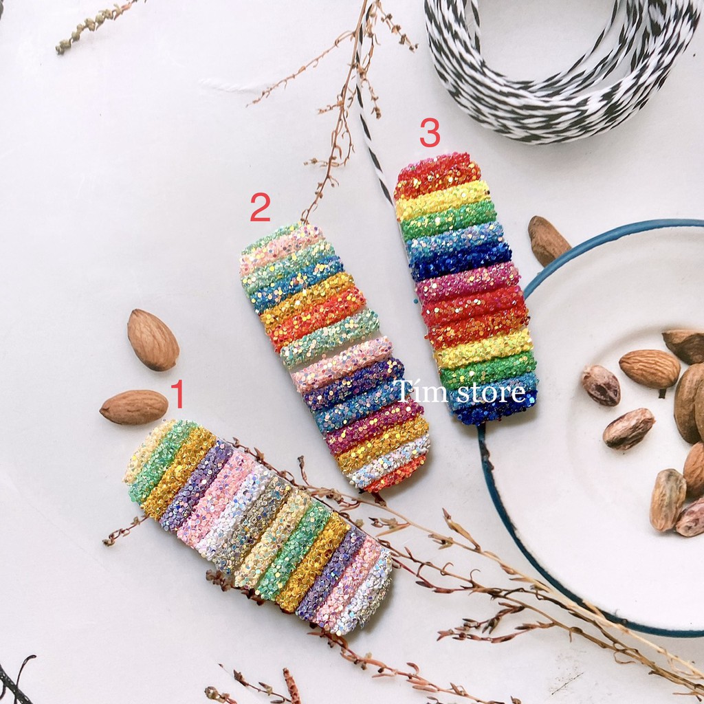 {Ảnh thật} KẸP BẤM CẦU VỒNG, KIM TUYẾN, LOẠI TO, HOT TREND, PHONG CÁCH ULLZANG