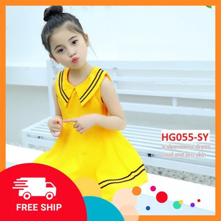 Váy đầm bé gái cổ hải quân màu vàng điệu đà - HG055  - Sale