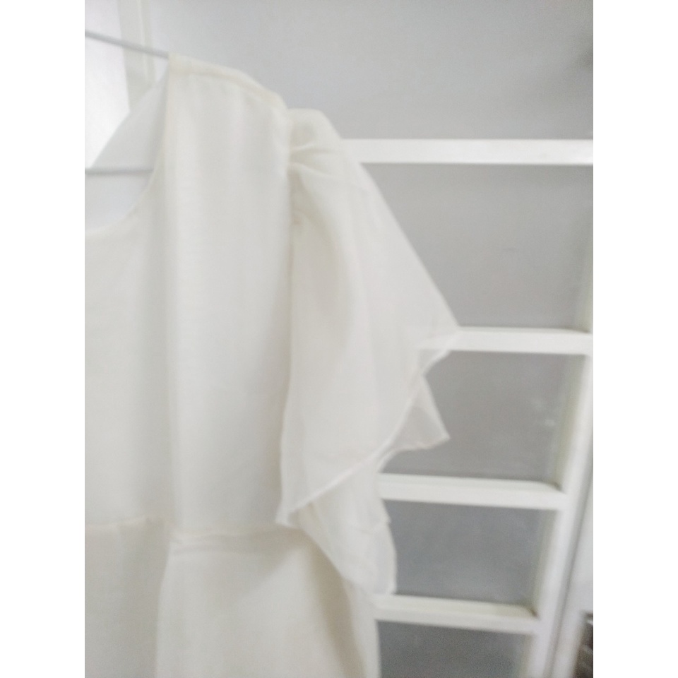 Váy bầu Đầm bầu màu trắng dáng xuông voan xếp tầng thiết kế nữ tính thời trang trẻ trung size dưới 80kg bigsize