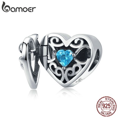 Hạt Phụ Kiện Bamoer SCC1053 Trái Tim Dạng Hộp Dùng Làm Trang Sức