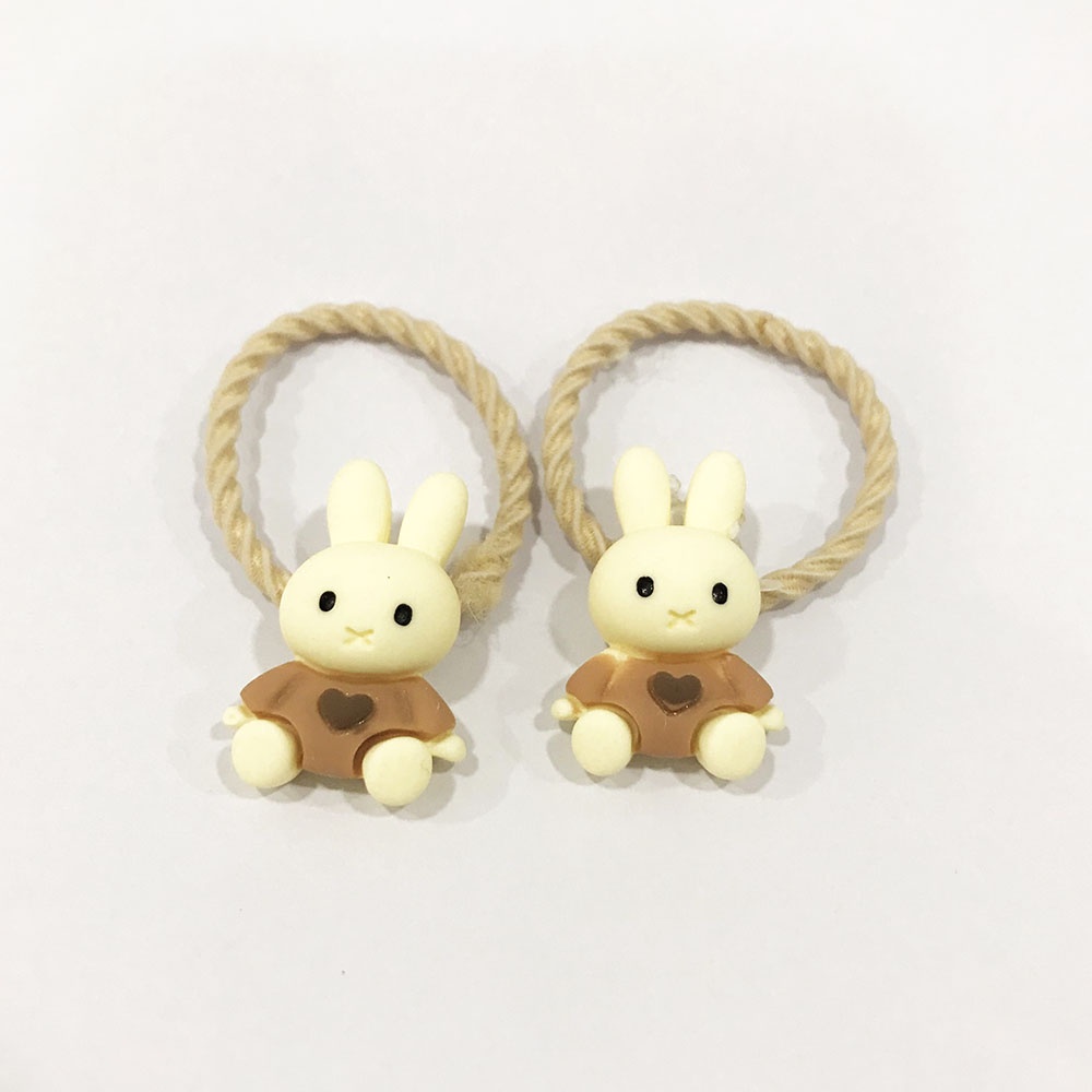 Set 2 dây thun cột tóc em bé icon thỏ nâu kem xinh xắn DTOnline