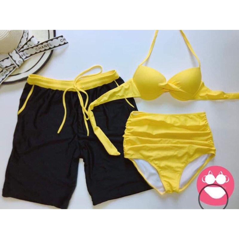 BIKINI, COMBO ĐỒ BƠI CẶP NAM NỮ LIỀN THÂN NÂNG NGỰC BELLA MS90