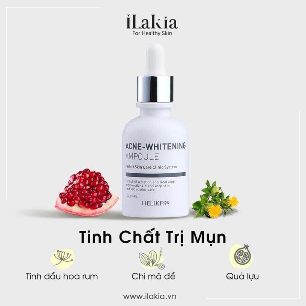 Tinh Chất Giảm Mụn, Trắng Da Ilakia Helikes Acne Whitening Ampoule 30ml