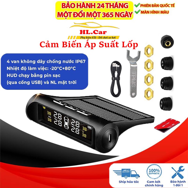 Cảm Biến Áp Suất Lốp Ô Tô TPMS - Xe Hơi Van Ngoài , Pin Năng Lượng Mặt Trời, Màn Hình LCD Độ Bền 5 Năm