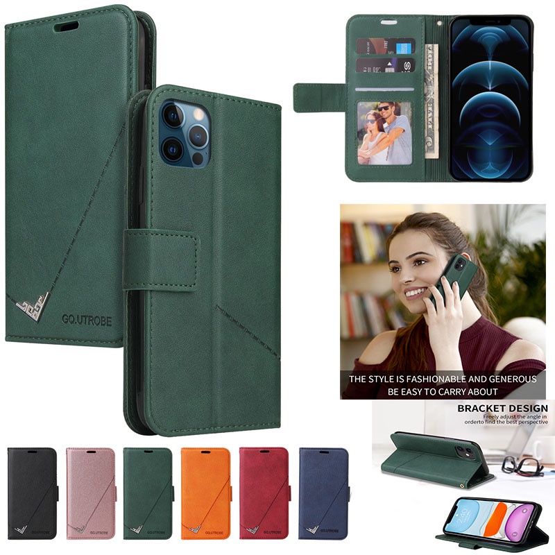 Apple Bao Da Điện Thoại Kiểu Ví Gập Nam Châm Có Khóa Cài Đa Năng Cho Iphone 13 Iphone12 Pro Max Ốp