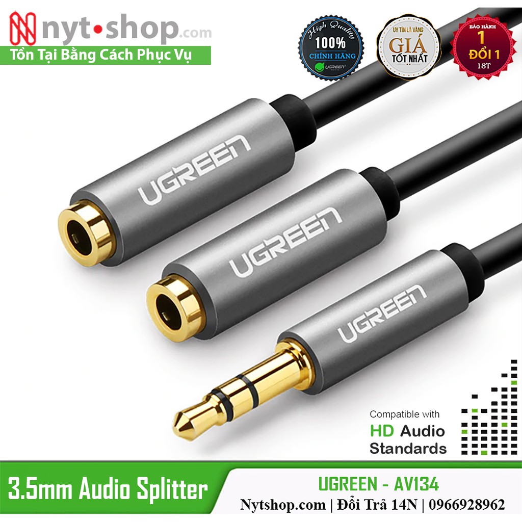 Cáp Chia Audio 3.5mm 1 ra 2 Cao Cấp UGREEN AV134