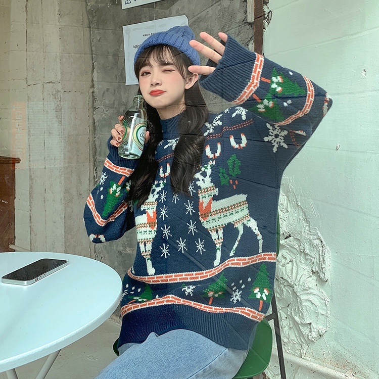 Áo len nữ giáng sinh Mery Christmas nai sừng QUẢNG CHÂU cao cấp loại 1 màu đỏ QC021 | BigBuy360 - bigbuy360.vn