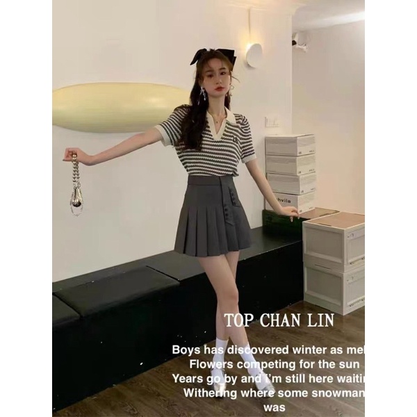 Áo polo len kẻ ngang thêu số 16 siêu đẹp AL7820 - NhiNhi Shop