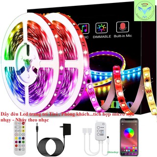 Led trang trí tivi màn hình máy tinh, cảm biến âm thanh,nháy theo nhạc điều khiển bằng remote ,Android IOS