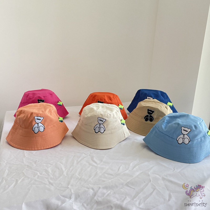 Mũ tai bèo chống nắng in hình gấu đáng yêu phong cách Hàn quốc cho bé