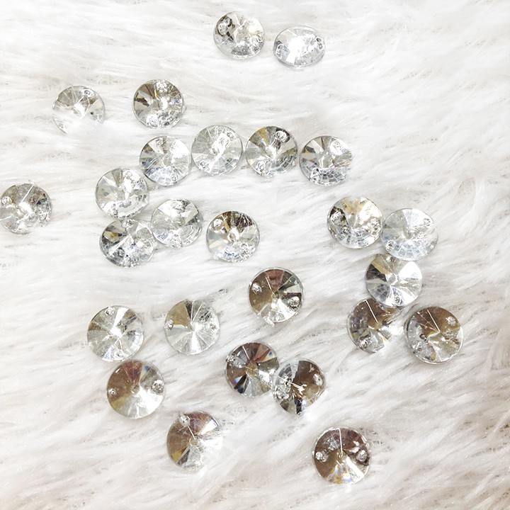 Hạt đá kết áo 3d tròn chóp ánh bạc đẹp nhiều size từ 0.6cm đến 1.4cm