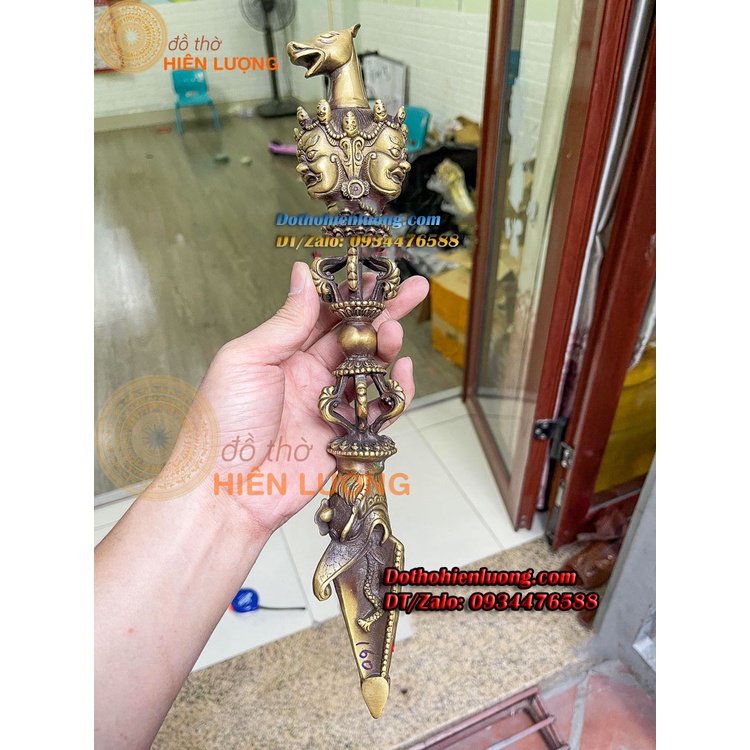 Dao Phổ Ba  Bằng Đồng Màu Vàng Dài 37cm, Nặng 1kg - Pháp Khí Mật Tông Tây Tạng