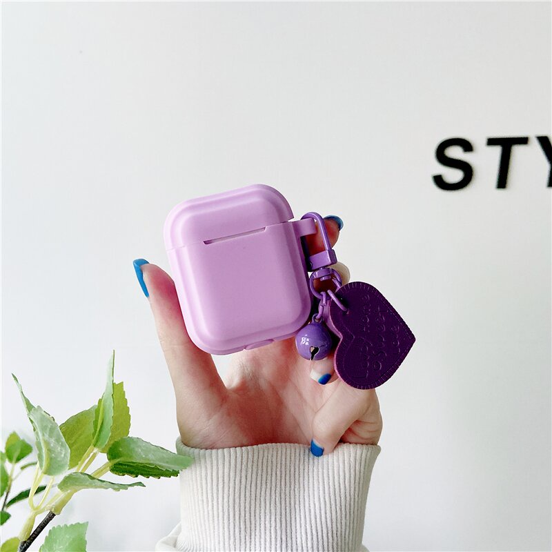 Vỏ bọc tpu mềm bảo vệ hộp sạc tai nghe Airpods 1/2/Pro đính đá họa tiết trái tim xinh xắn