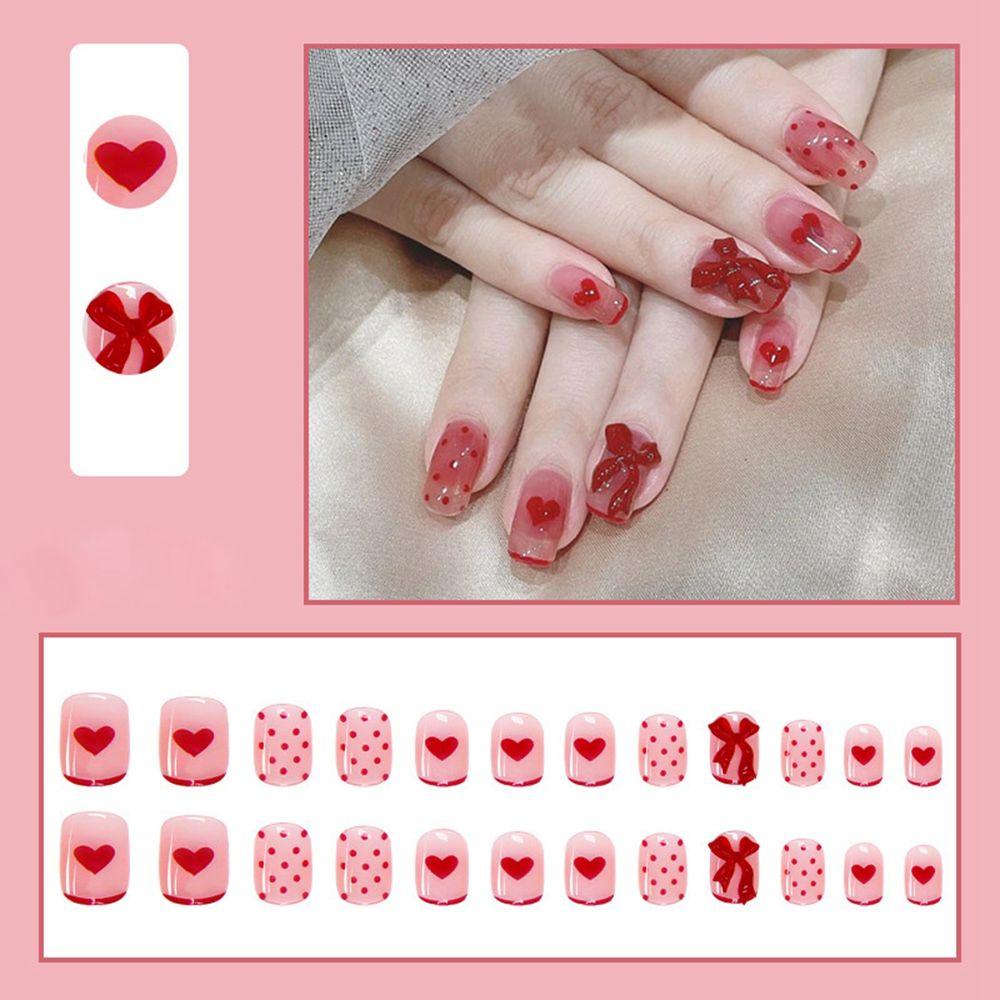 Hộp 24 Móng Tay Giả Ngắn / Tròn / Vuông Che Phủ Toàn Diện