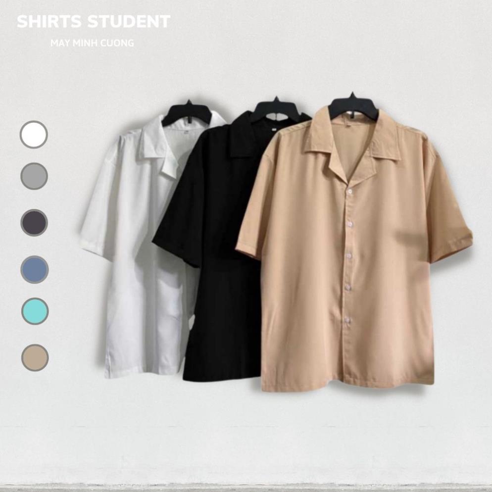 Áo sơ mi tay ngắn nam nữ form rộng, sơ mi cộc tay unisex Hàn Quốc, chất vải lụa dãn - SMV 🏅