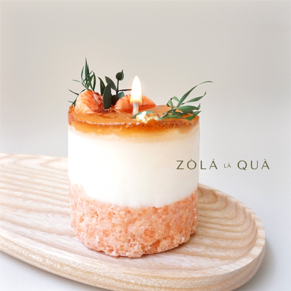 Nến bánh kem Mousse màu cam tươi mát - Orange mousse candle