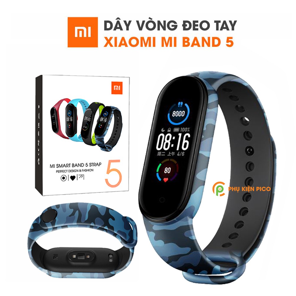 Dây đeo thay thế Xiaomi Mi Band 5 full box dây silicon vòng đeo tay Miband 5 màu camo rằn ri