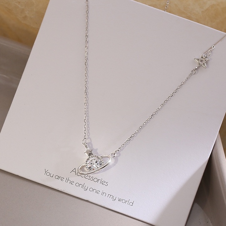 Dây chuyền Bạc ý 925 trái đất xoay tròn vòng cổ nữ