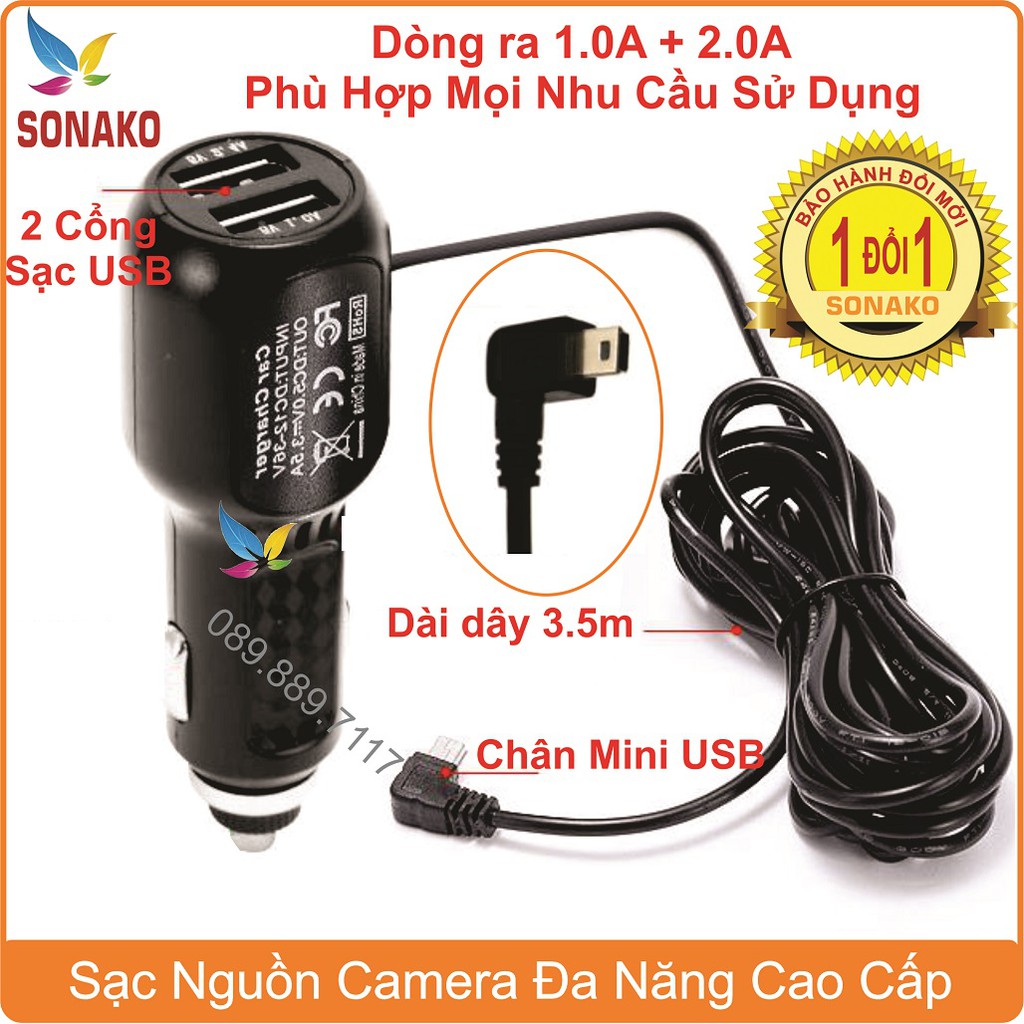 Phụ kiện camera hành trình, tẩu sạc, dây cấp nguồn, cổng usb tẩu sạc cho camera Sonako | BigBuy360 - bigbuy360.vn