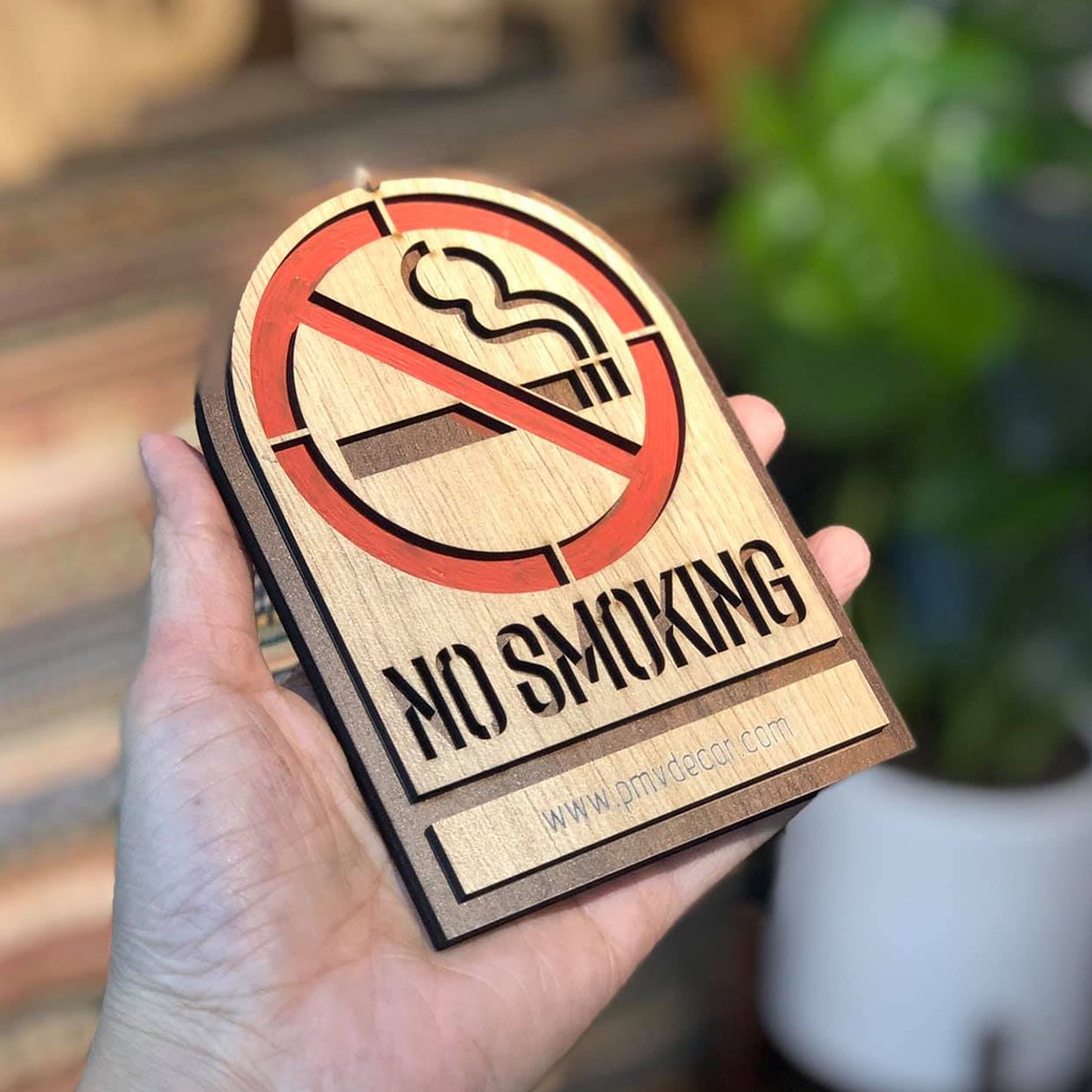 NOSMOKING, Bảng gỗ 2 màu tương phản, BNSMK-PMV8