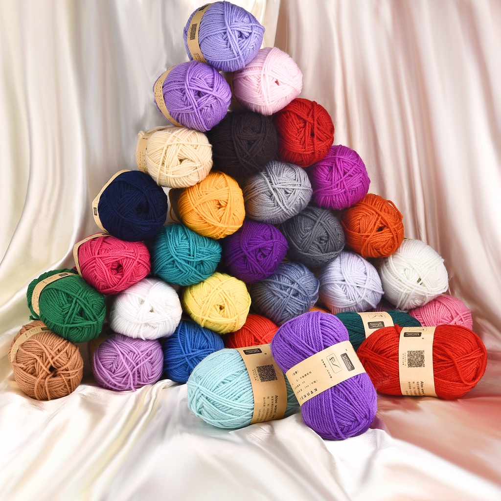 50g 39 màu Len milk cotton bông mềm sữa bông dệt kim sợi chống pilling chất lượng cao dệt kim 4 lớp bông sợi cho crochet khăn len mũ búp bê thủ công