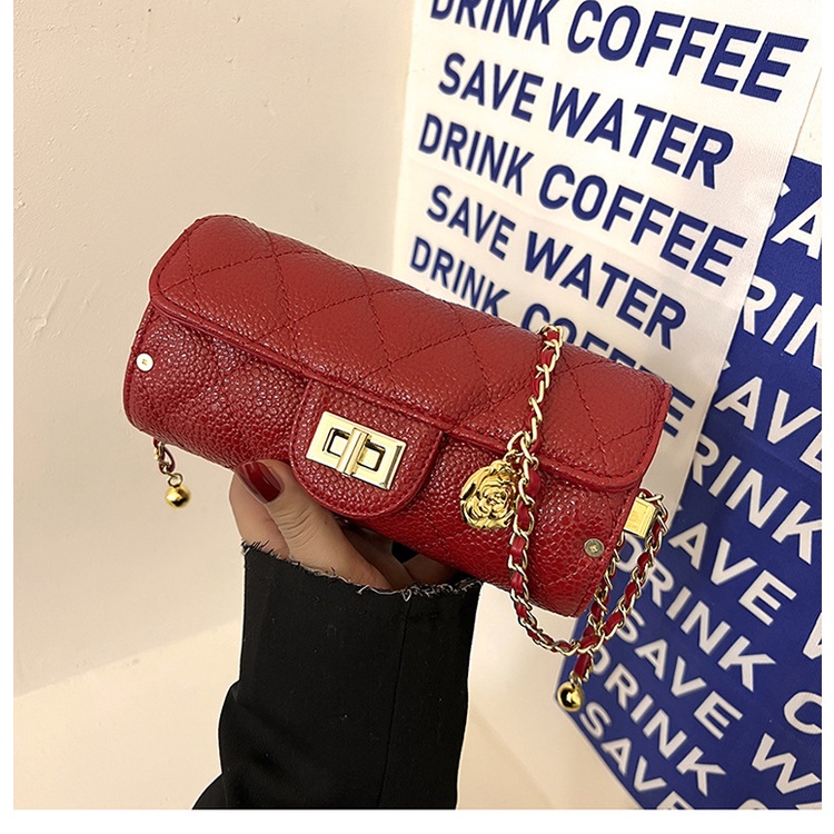 Túi Đeo Chéo Hình Trụ Phối Dây Xích Thời Trang 2023 Cho Nữ