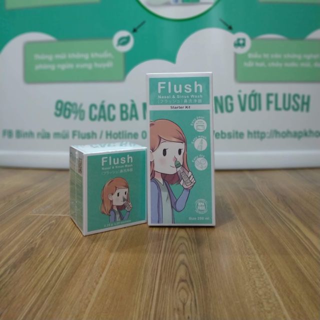 Combo Bình rửa mũi + Muối Flush Date Mới 2023