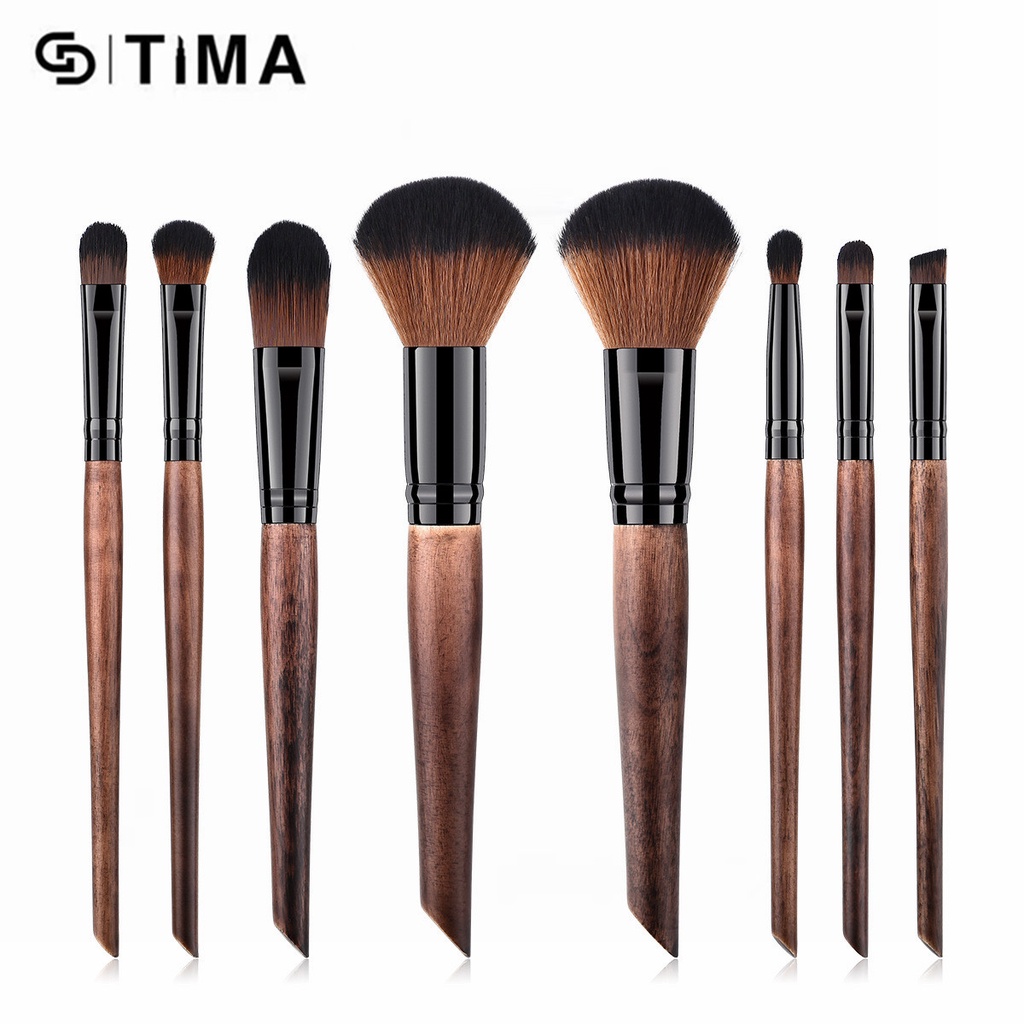 Set 8 cọ trang điểm GDTIMA tay cầm bằng gỗ chất lượng cao tiện lợi