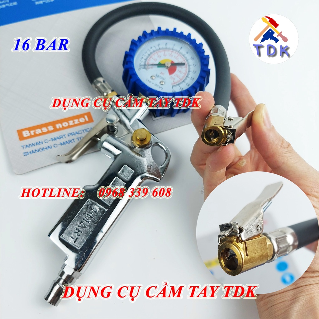 Súng bơm lốp xe ô tô, xe máy có đồng hồ đo áp suất S0015 C-Mart