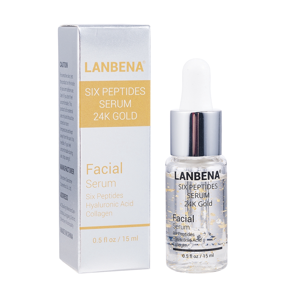 [Hàng mới về] Serum Lanbena với 6 peptide/vàng 24k/vitamin E/ Hyaluronic Acid 15ml chống lão hóa da