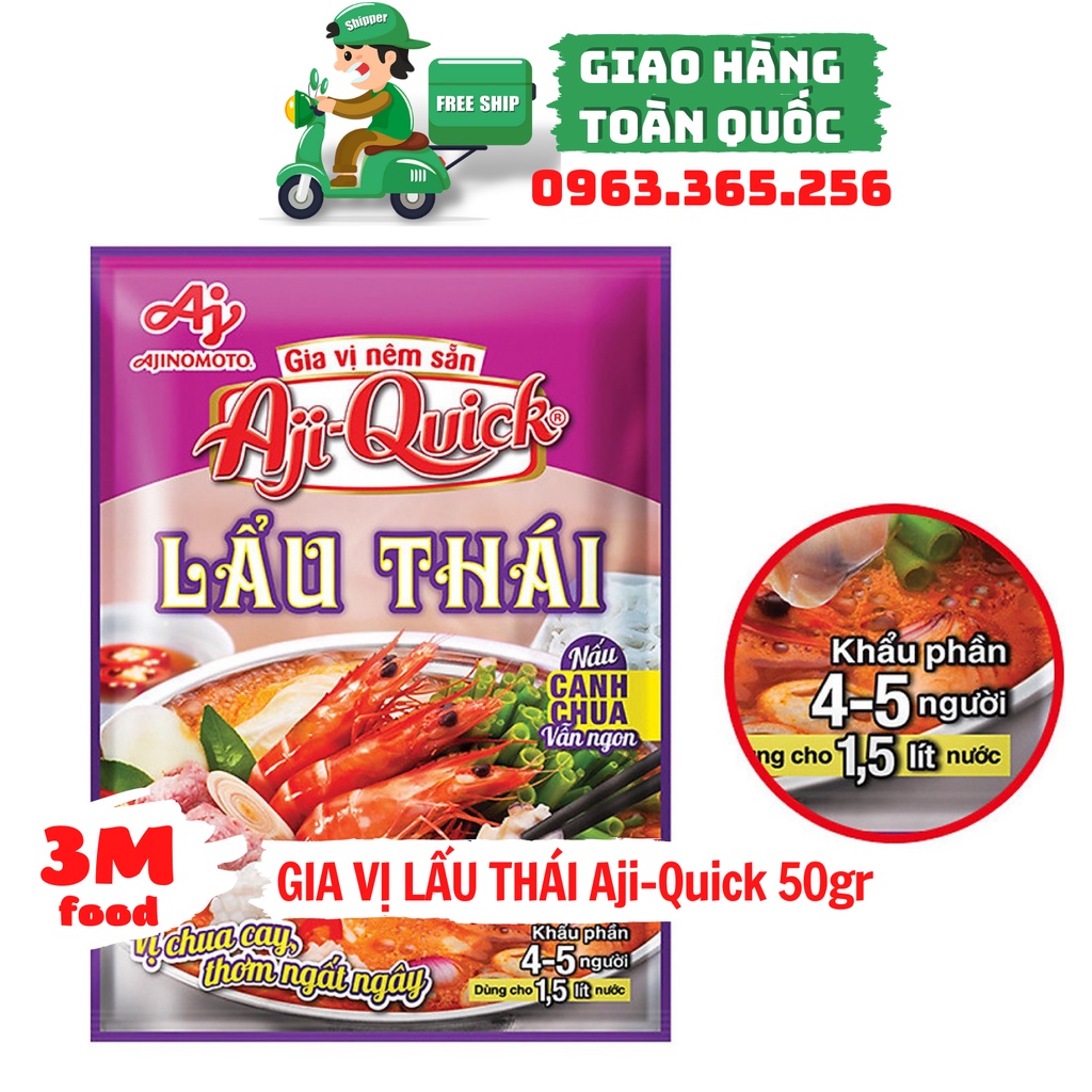 Lẩu thái Aji Quick 50g, gia vị nấu canh chua vẫn ngon - 3M FOOD NL ( Hải Sản Ba Miền )