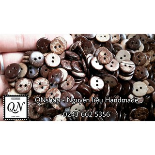 30 cúc gỗ dừa nâu 10mm, 20 cúc gỗ dừa 13mm, 30 cúc nhựa, cúc gỗ hoa...