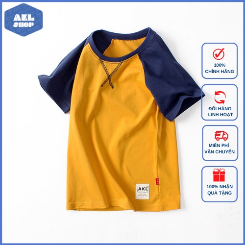 Áo thun bé trai size đại hãng AKL, áo phông mùa hè bé trai 5 tuổi đến 14 tuổi phong cách Hàn Quốc cho bé 25kg đến 45kg