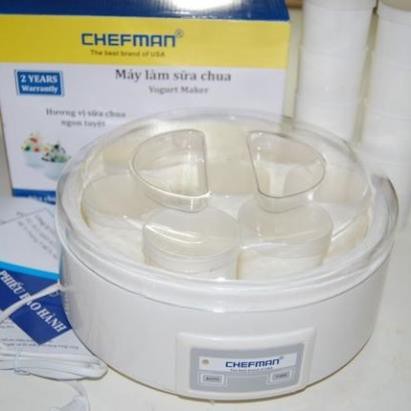 Máy làm sữa chua Chefman CM301N 8 cốc nhựa tặng kèm 8 cốc nhựa
