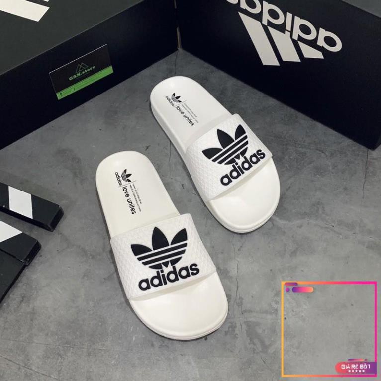 DÉP ADIDAS ADILETTE TRẮNG LOGO ĐEN - Xinh xắn full box -po1