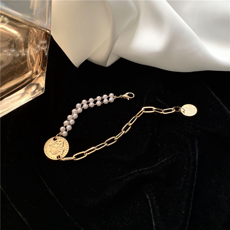 Vòng Tay Kim Loại Xỏ Hạt Ngọc Trai Nhân Tạo Phong Cách Hàn Quốc Xinh Xắn Cho Các Bạn Nữ | BigBuy360 - bigbuy360.vn
