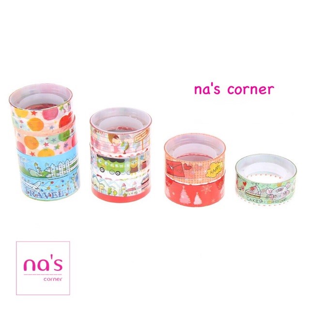 Set 10 cuộn băng keo (1.5cm x 3m) hoạ tiết trang trí thủ công, sổ tay, trang trí bullet journal