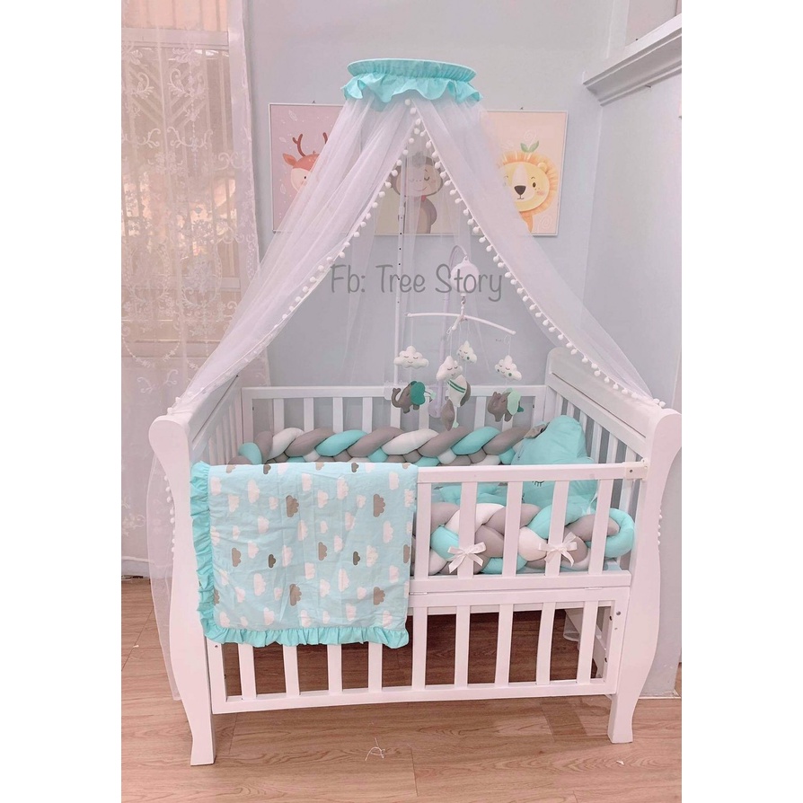 Cọc màn treo cũi đính hoa handmade cho bé - Monnie Kids