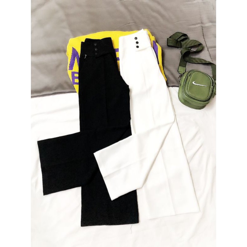 quần lưng cao đính ba hột nút