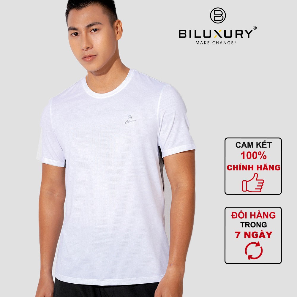 Áo phông nam thể thao Biluxury thun lạnh slimfit chuẩn form trẻ trung năng động 5APKT001GHT