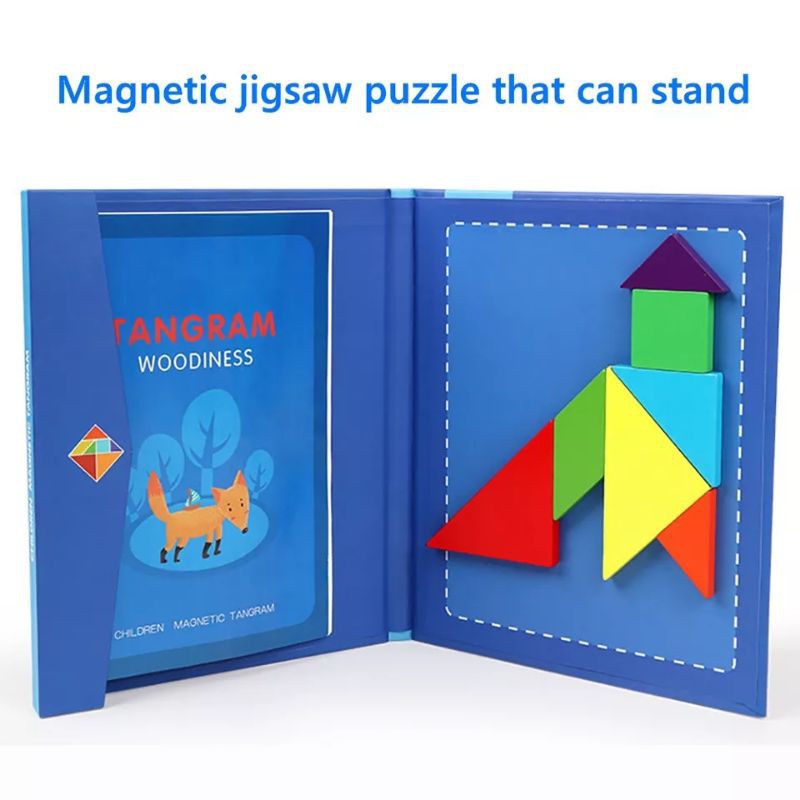 Đồ chơi xếp hình gỗ Tangram 7 mảnh nam châm cho bé phát triển tư duy Bkid21