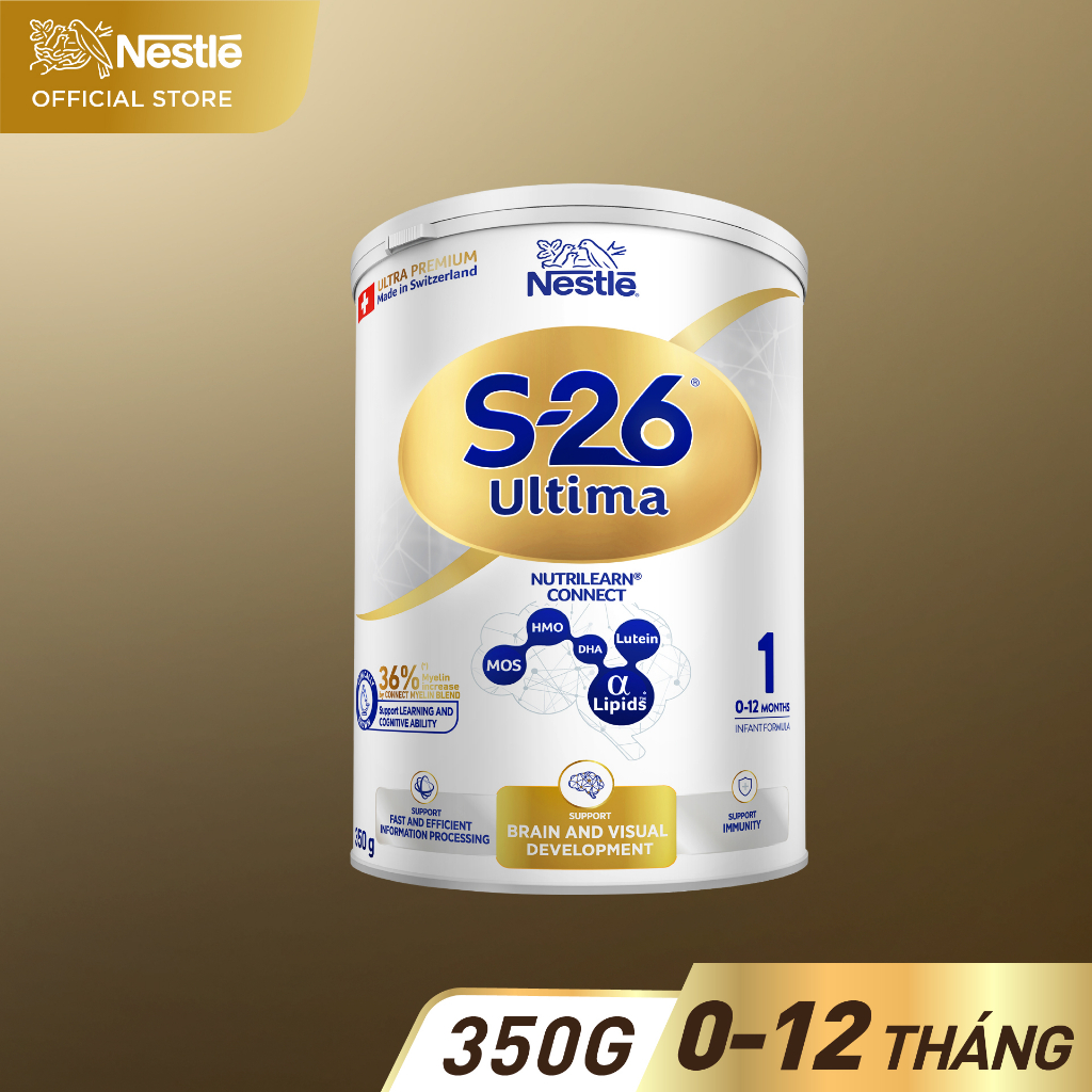 Sữa Bột Nestlé S-26 ULTIMA 1 (S26) 350G từ Thụy Sỹ với hợp chất NUTRILEARN® CONNECT chứa Sphingomyelin và DHA