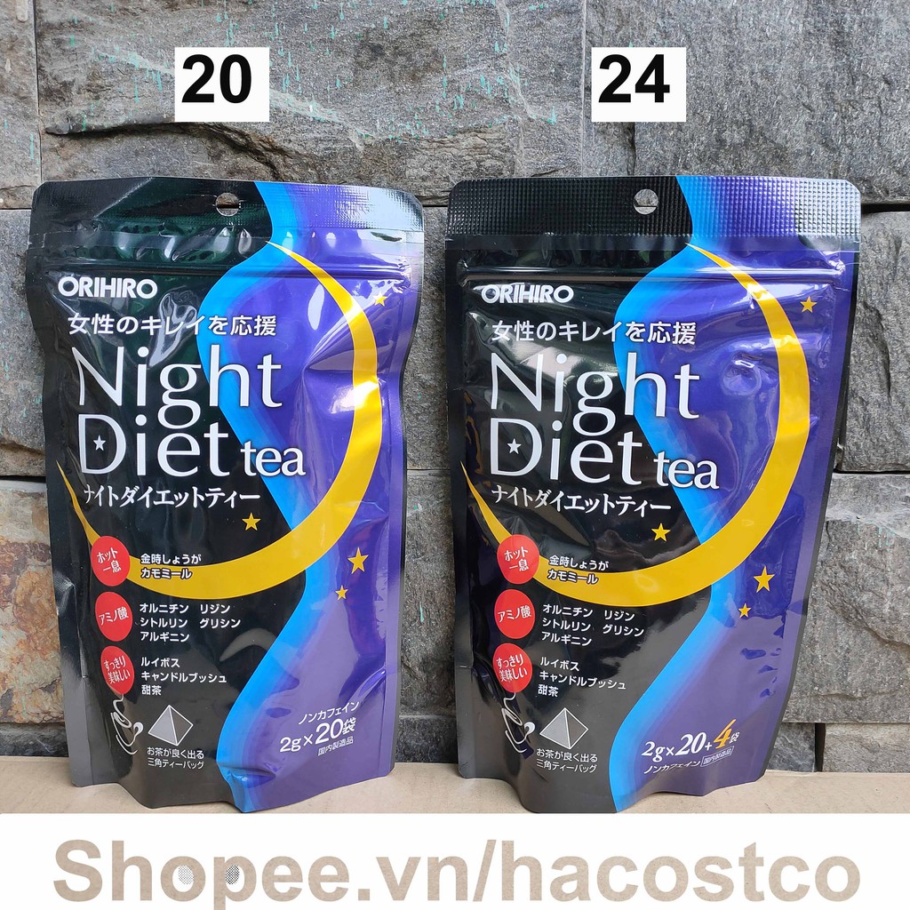 🌺  Mypham24 🌺 Trà đêm Orihiro Nhật Night Diet dạng túi lọc 24 và 20 gói MLN24 🌺