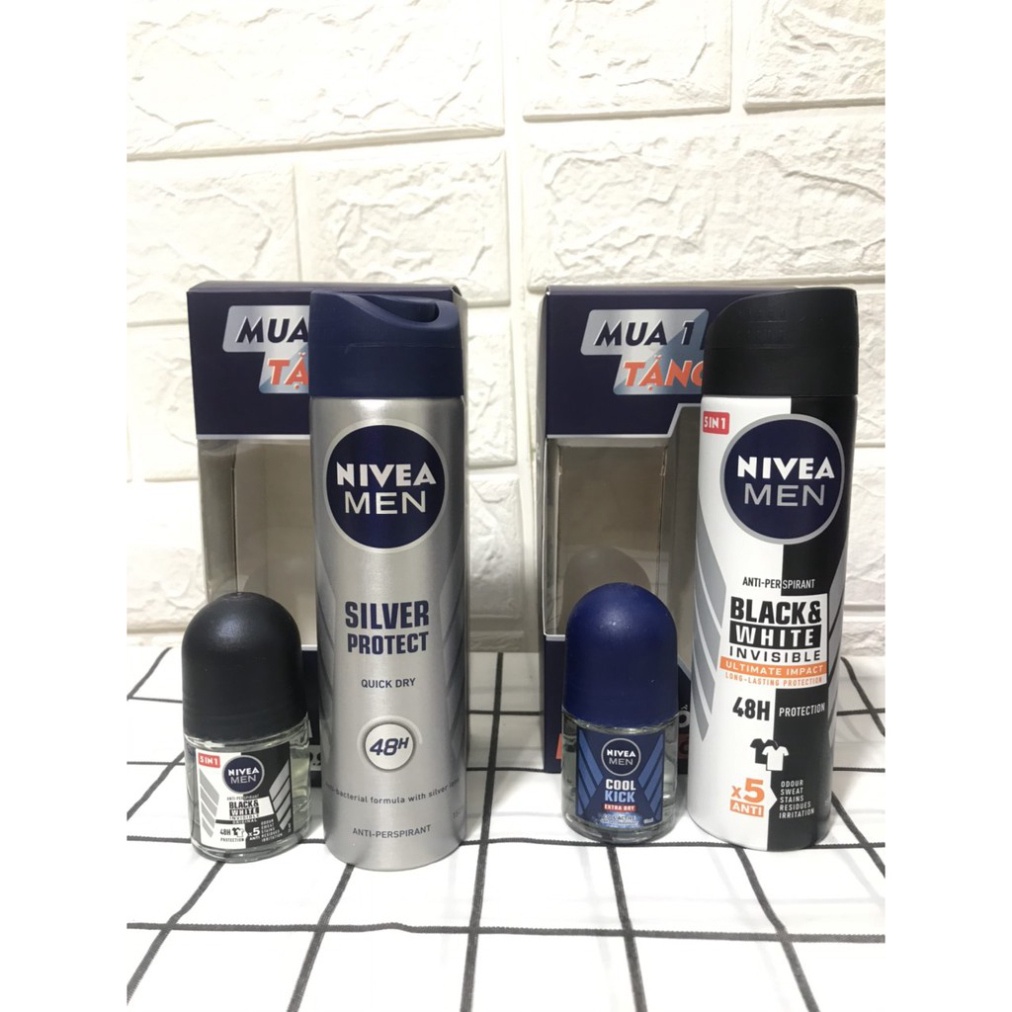 [MUA 1 TẶNG 1] Xịt Khử Mùi Nivea Men mát lạnh 150ml  Tặng Kèm Lăn Ngăn Mùi Nivea Men