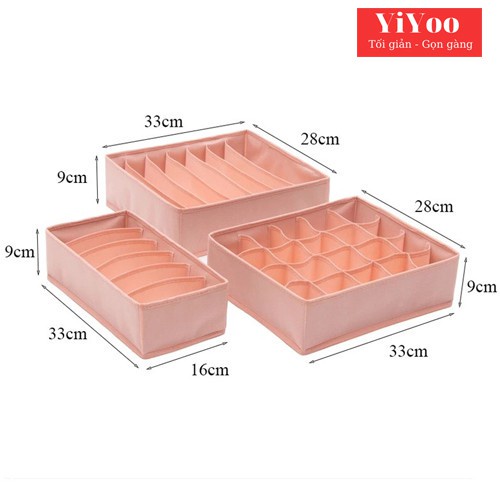 Combo 3 Hộp Vải Đựng Bảo Quản Đồ Lót, Khay Đựng Quần Áo Tất Vớ Bằng Vải Không Dệt Tiện Ích 6, 7, 24 Ngăn 88287