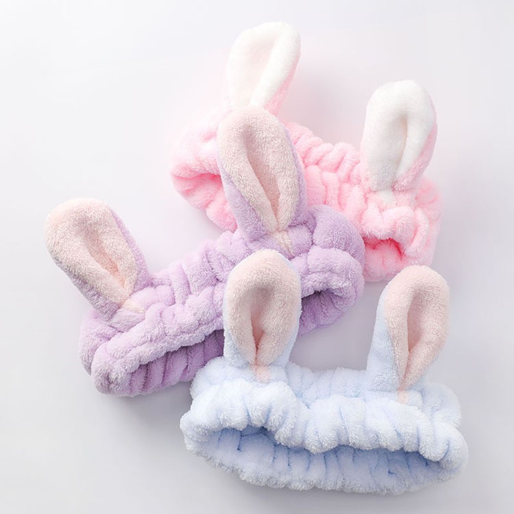 Băng đô cài tóc, tu ban cài tóc hình tai thỏ đáng yêu, chất liệu nhung mềm mại, phong cách Hàn Quốc