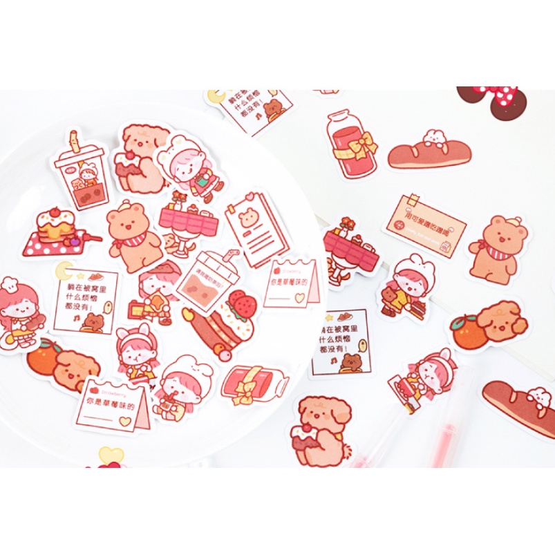 Sticker 40 miếng dán cute siêu đáng yêu, hình dán mũ bảo hiểm, laptop, điện thoại, vali chống nước