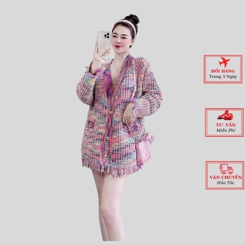 Áo khoác len cầu vồng nhiều màu cúc ngọc ulzzang hàn quốc thời trang nữ yolo fashion