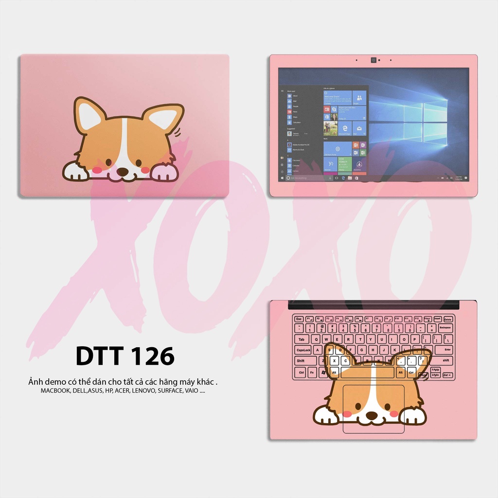Miếng Dán Skin Laptop Mẫu Chó Corgi - Decal Dán có cho Dell, Hp, Asus, Lenovo, Acer, MSI, Surface,Vaio, Macbook